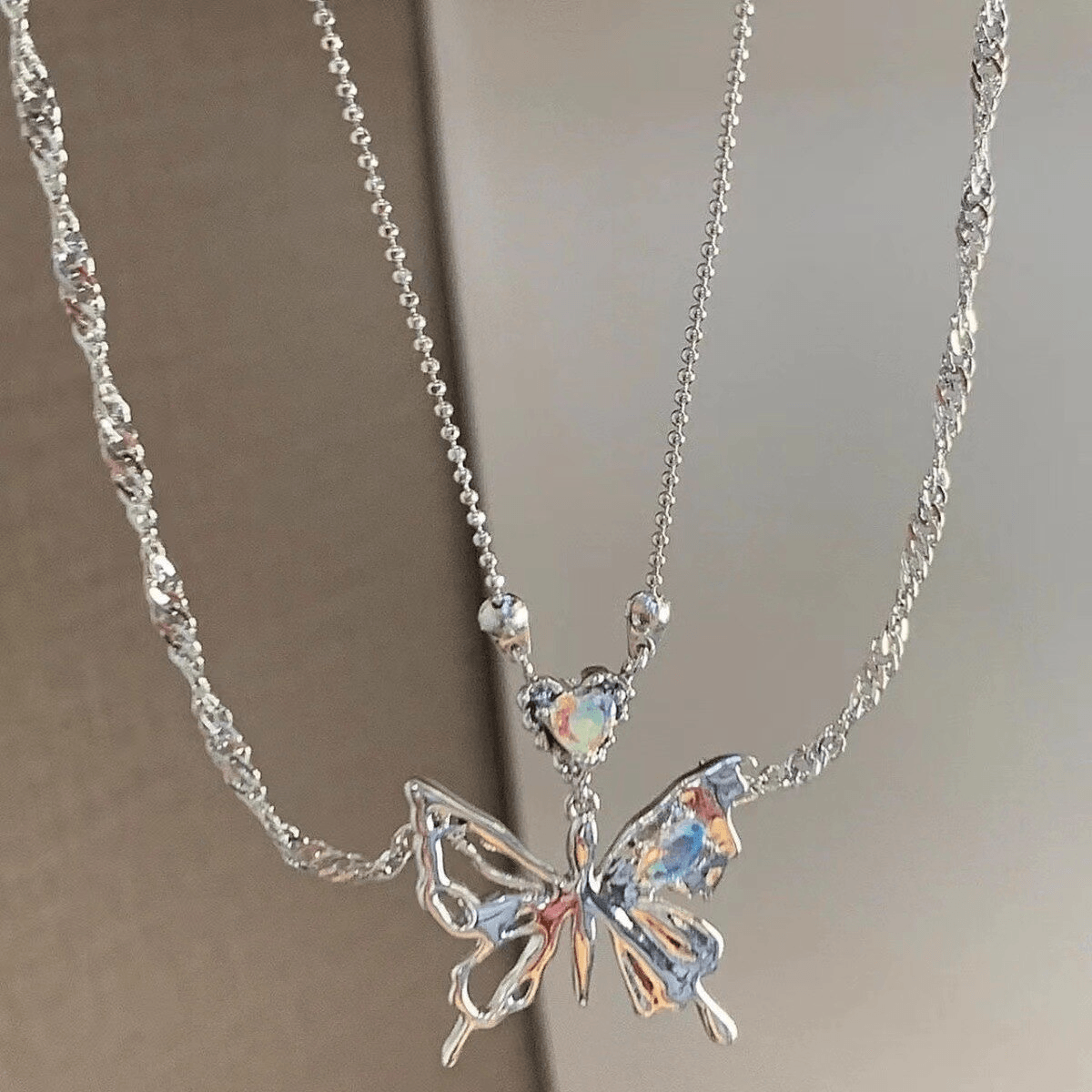 Double-Layered Butterfly Necklace