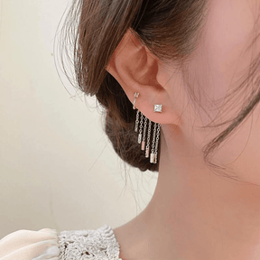 Zircon Tassel Ear Clip and Stud - zuzumia
