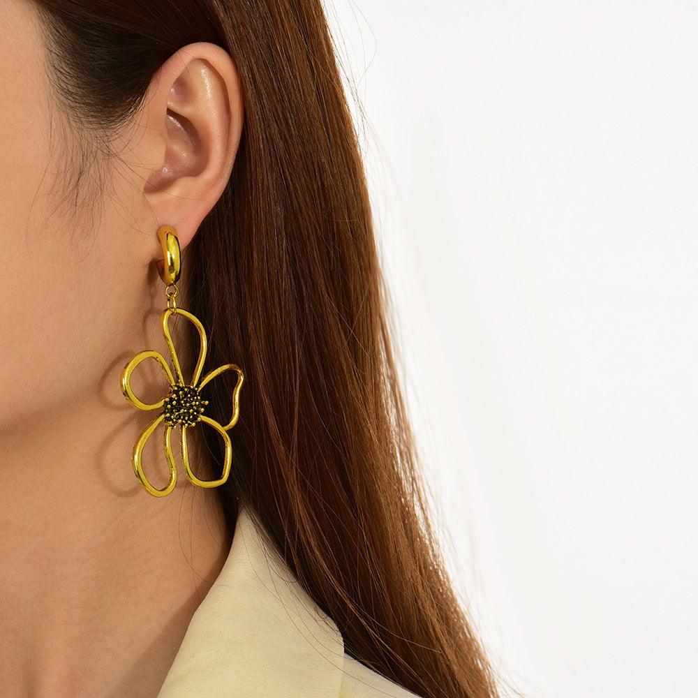 Retro Geometric Floral Earrings - zuzumia