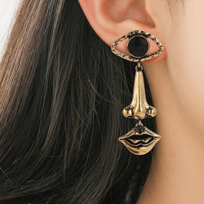 Geometric Evil Eye Drop Earrings - zuzumia