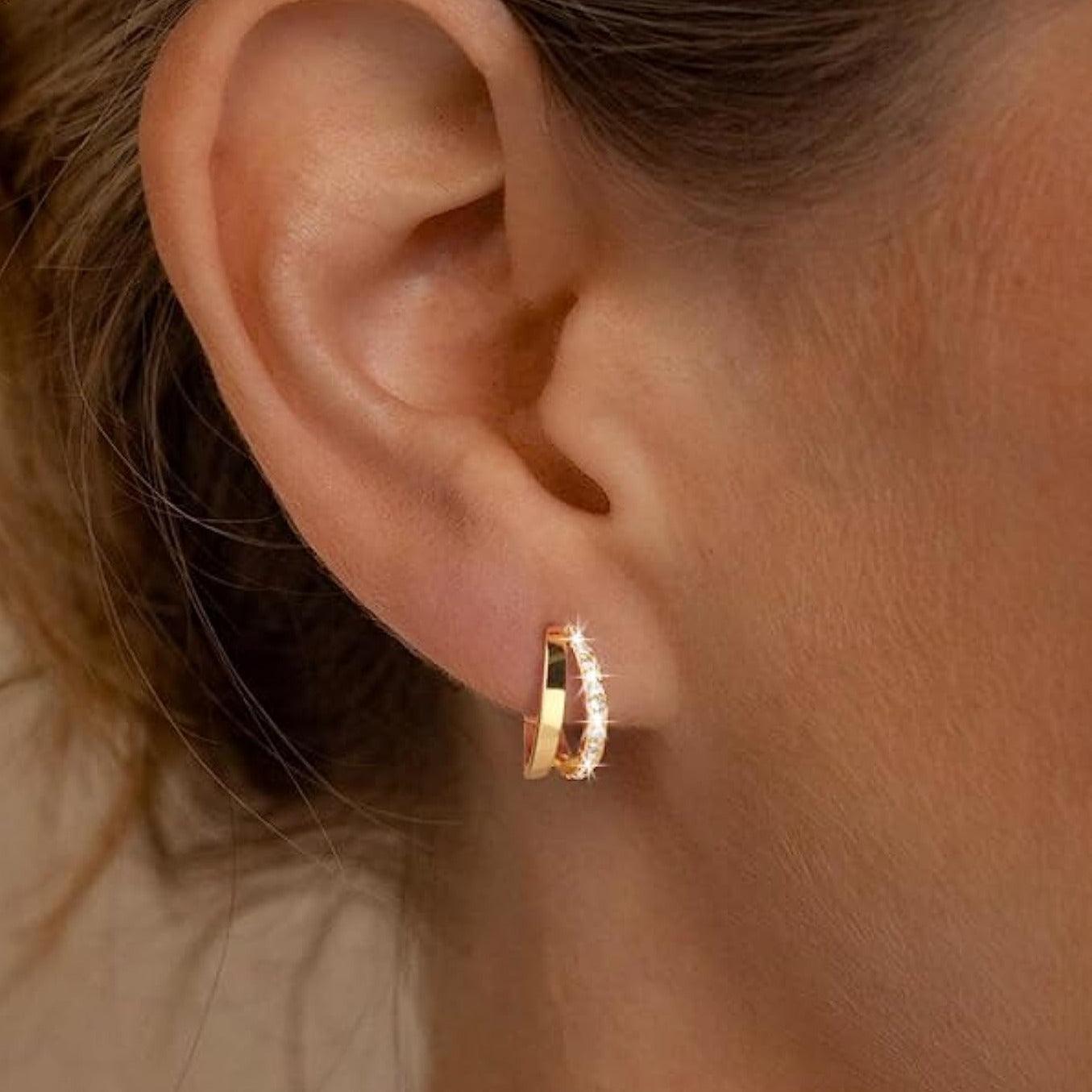 Zirconia Double Hoop Earrings