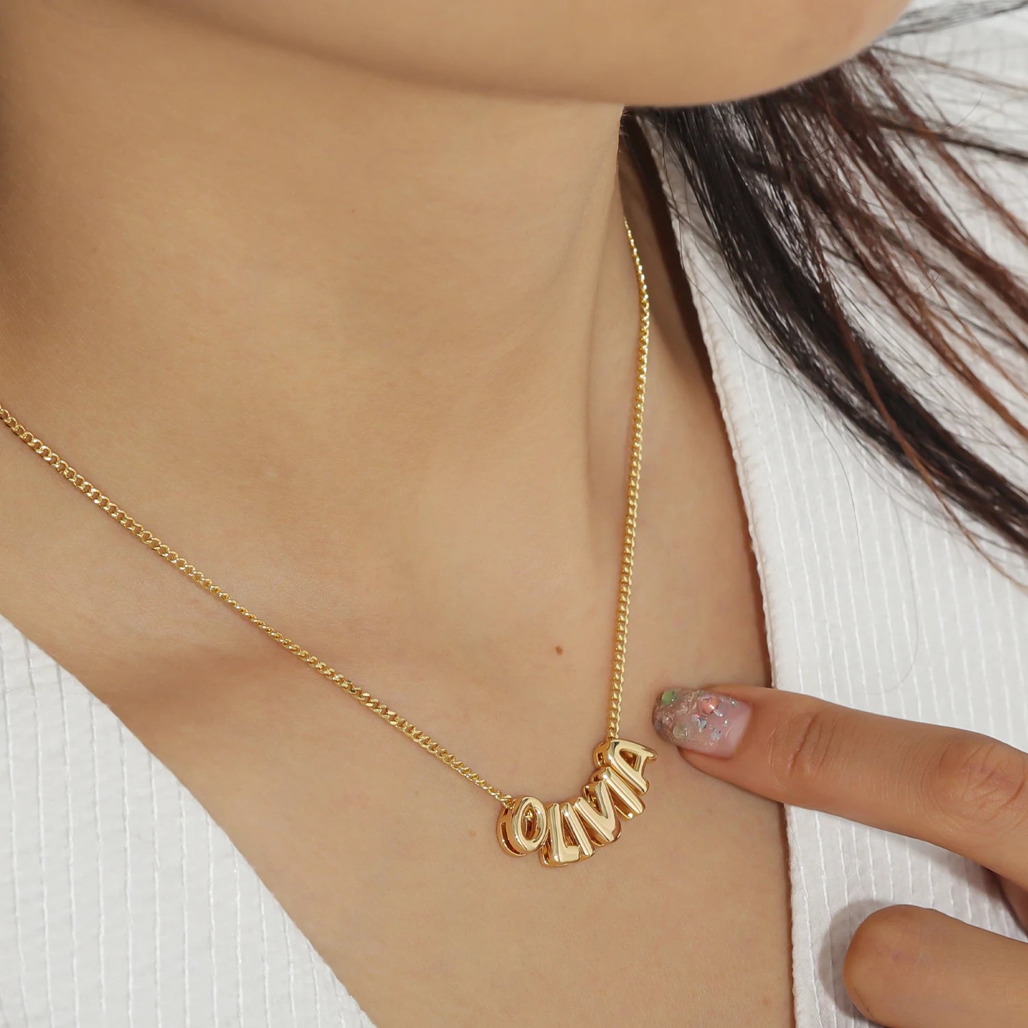 Custom name deals bubble necklace