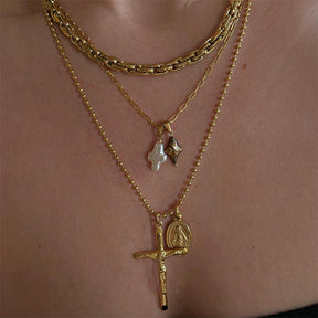 Cross-Shaped Natural Pearl Necklace - zuzumia