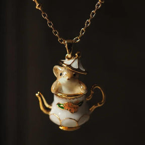 Cute Squirrel In Teapot Jewelry Set
