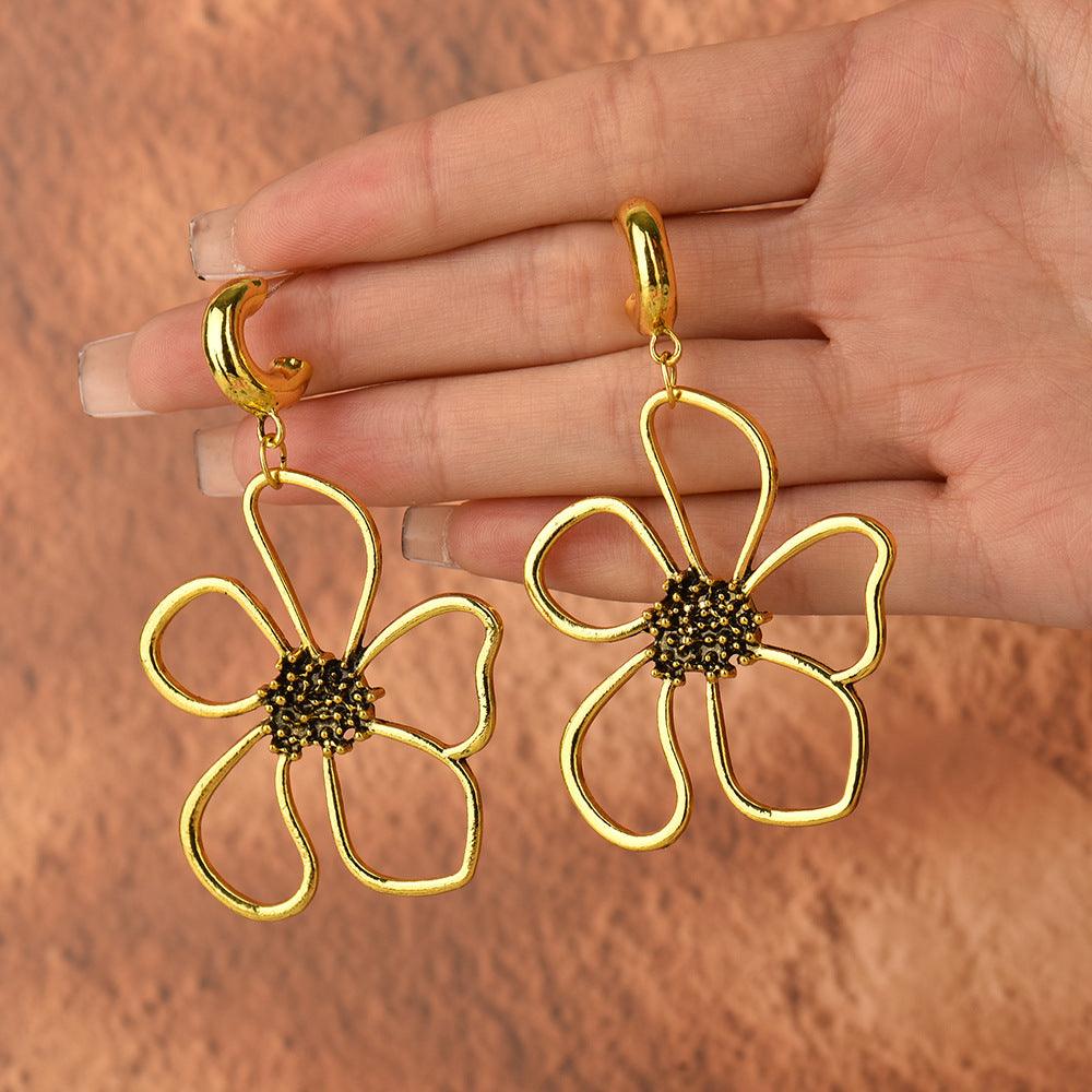 Retro Geometric Floral Earrings - zuzumia