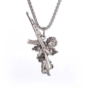 Peace and War Angel Ak-47 Pendant Necklace - zuzumia