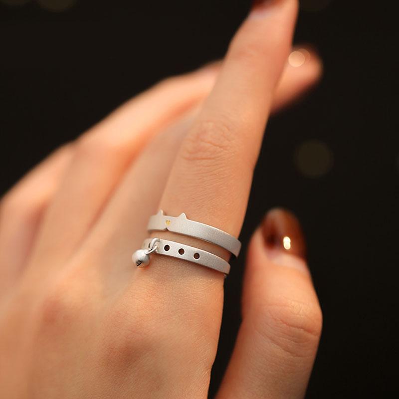 Lovely Cat&Bell Matching Ring Set - zuzumia