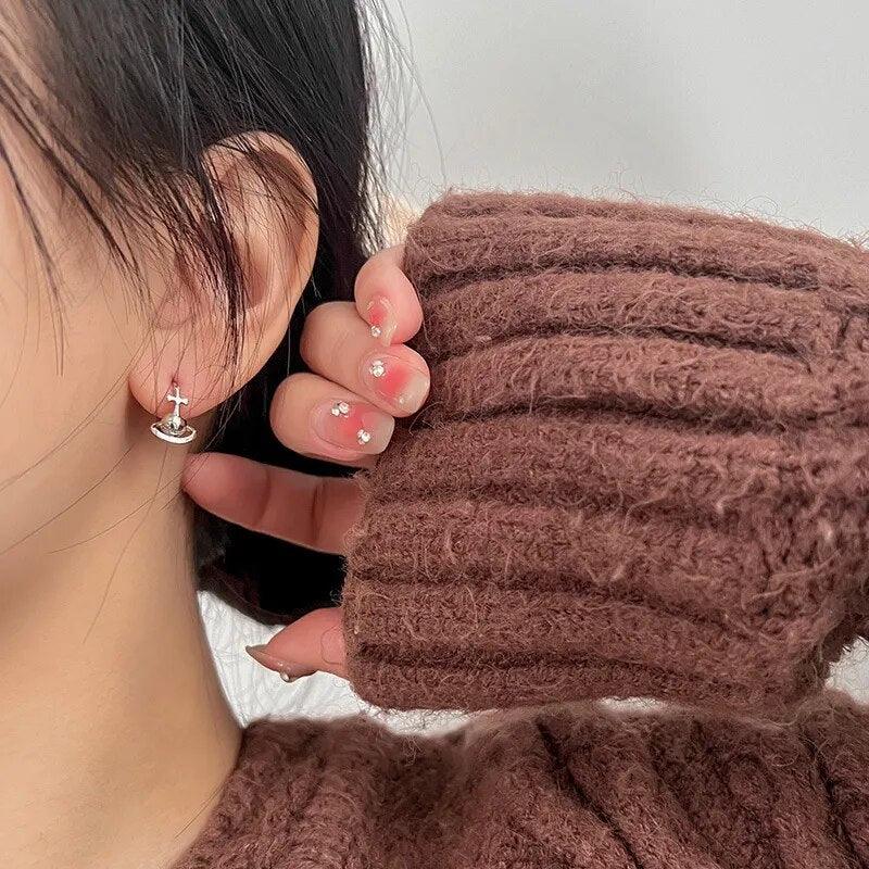 Cross Tiny Planet Earrings - zuzumia