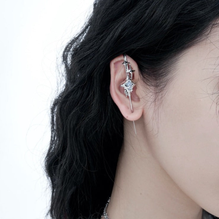 Geometric Four-Pointed Star Earrings