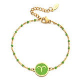 Enamel Zodiac Sign Bead Bracelet - zuzumia