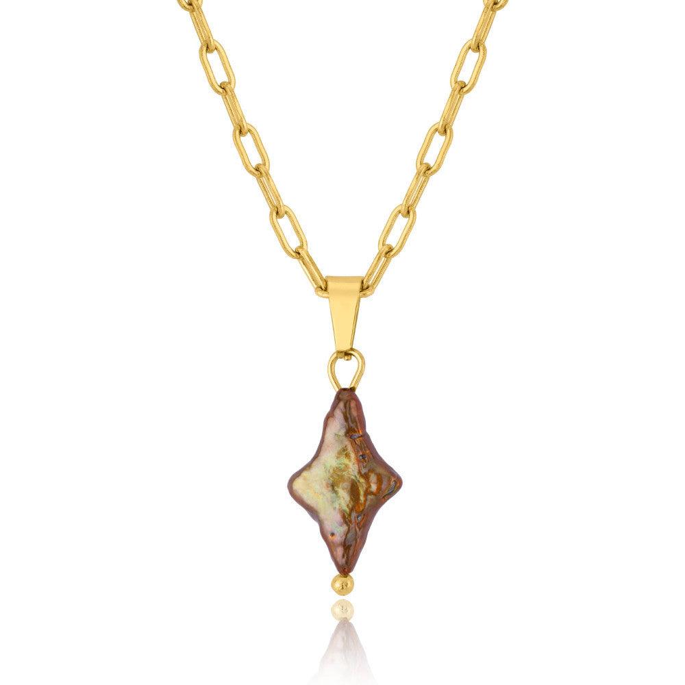 Cross-Shaped Natural Pearl Necklace - zuzumia