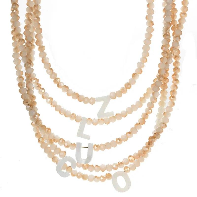 Handmade Inital Letter Beads Necklace - zuzumia