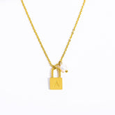 Initial Letter Lock Pearl Necklace - zuzumia