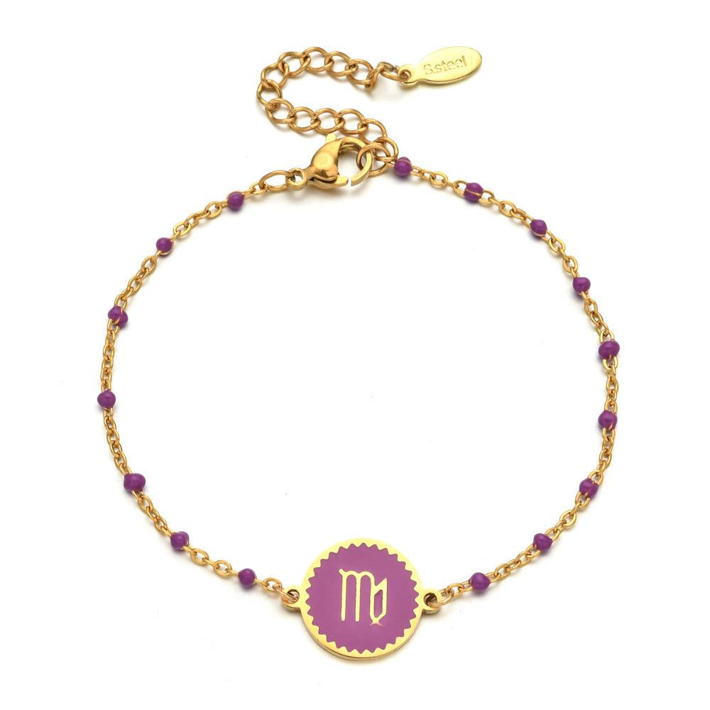 Enamel Zodiac Sign Bead Bracelet - zuzumia