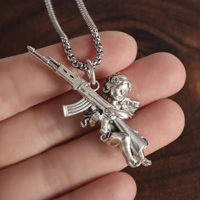 Peace and War Angel Ak-47 Pendant Necklace - zuzumia