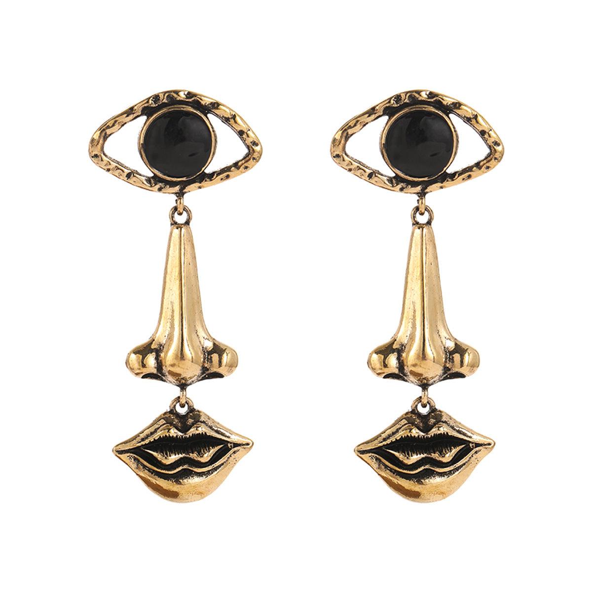Geometric Evil Eye Drop Earrings - zuzumia