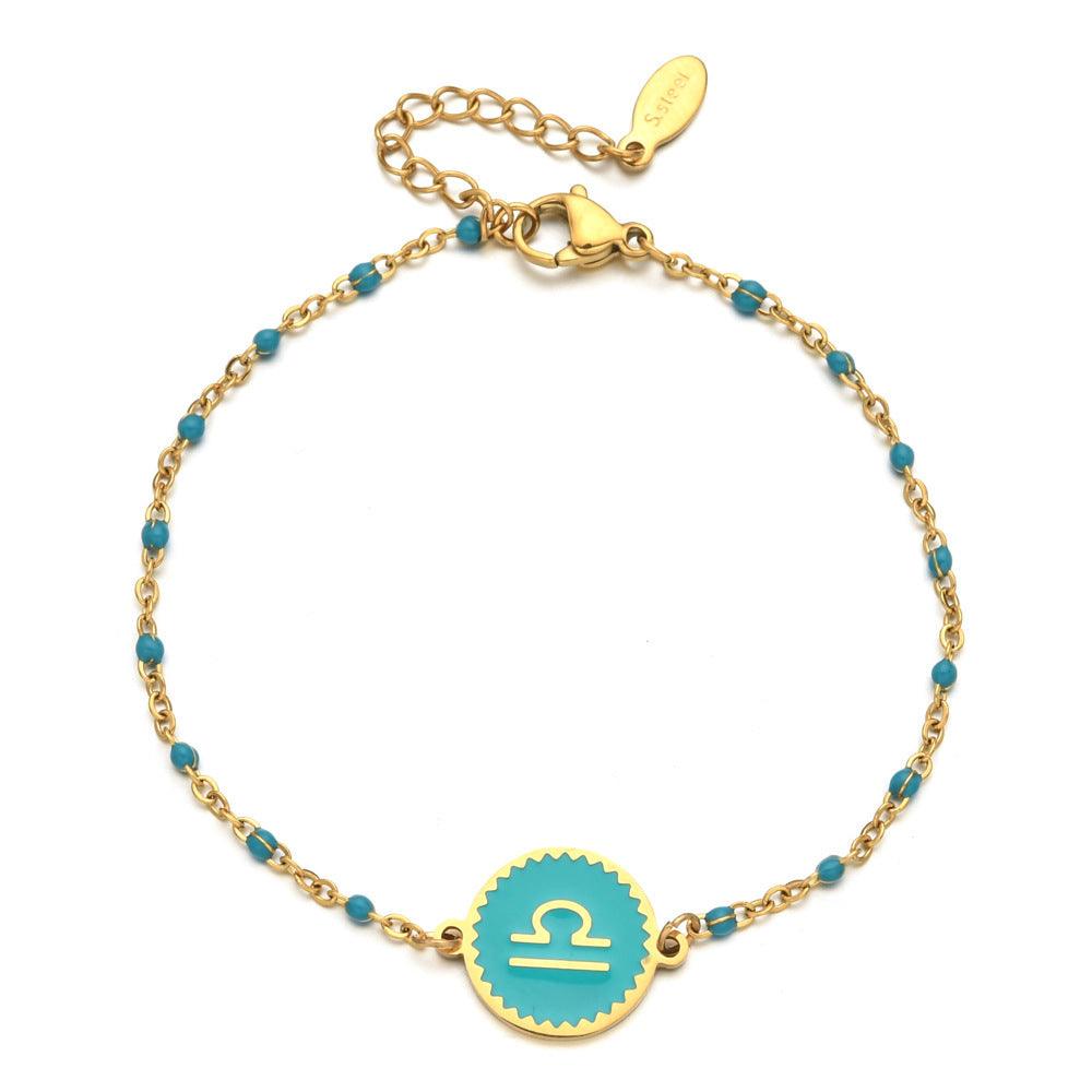 Enamel Zodiac Sign Bead Bracelet - zuzumia