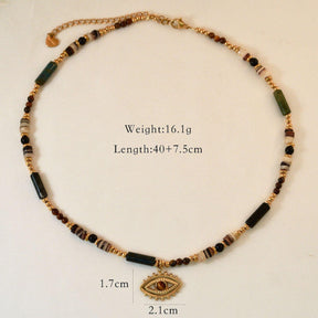 Tiger Eye Stone Pendant Necklace