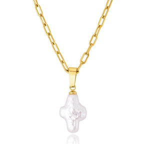 Cross-Shaped Natural Pearl Necklace - zuzumia