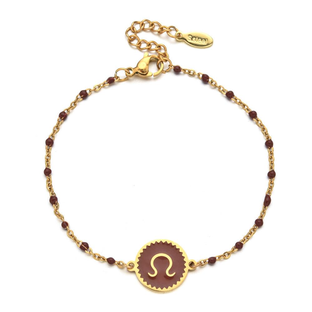 Enamel Zodiac Sign Bead Bracelet - zuzumia