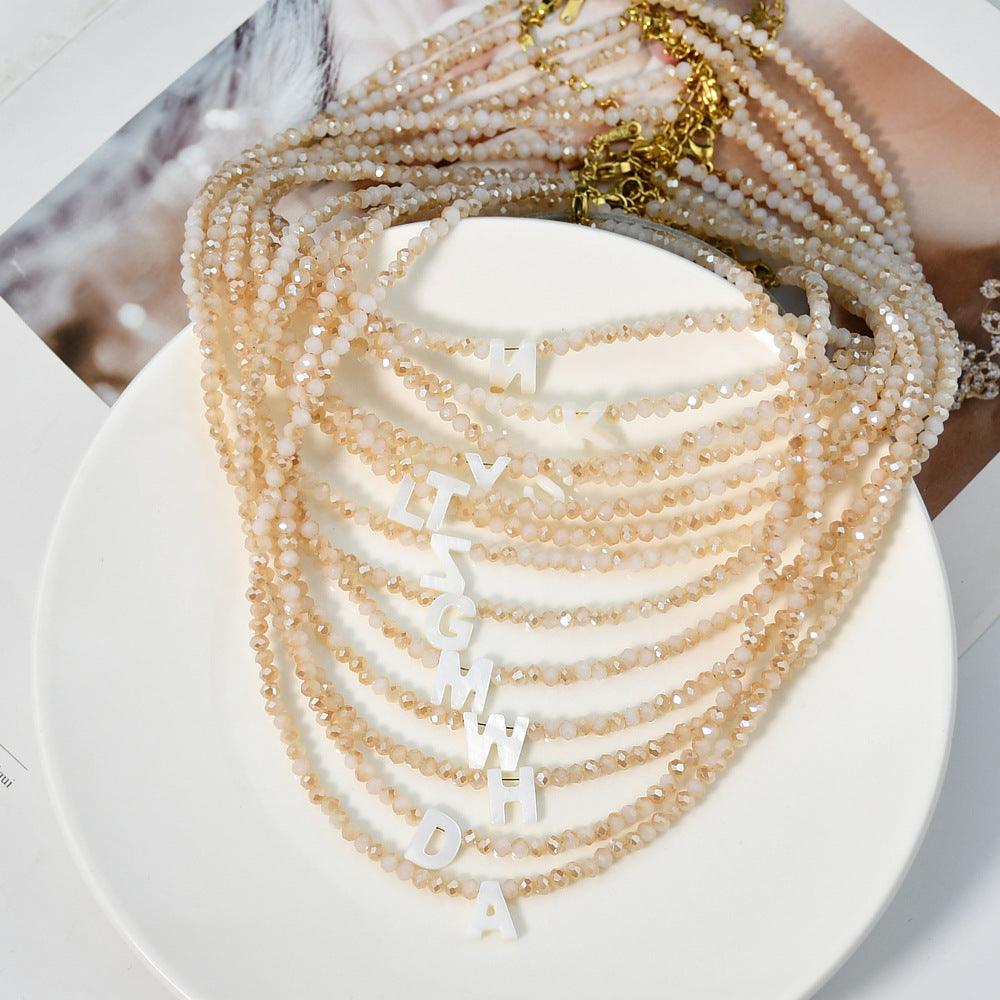 Handmade Inital Letter Beads Necklace - zuzumia