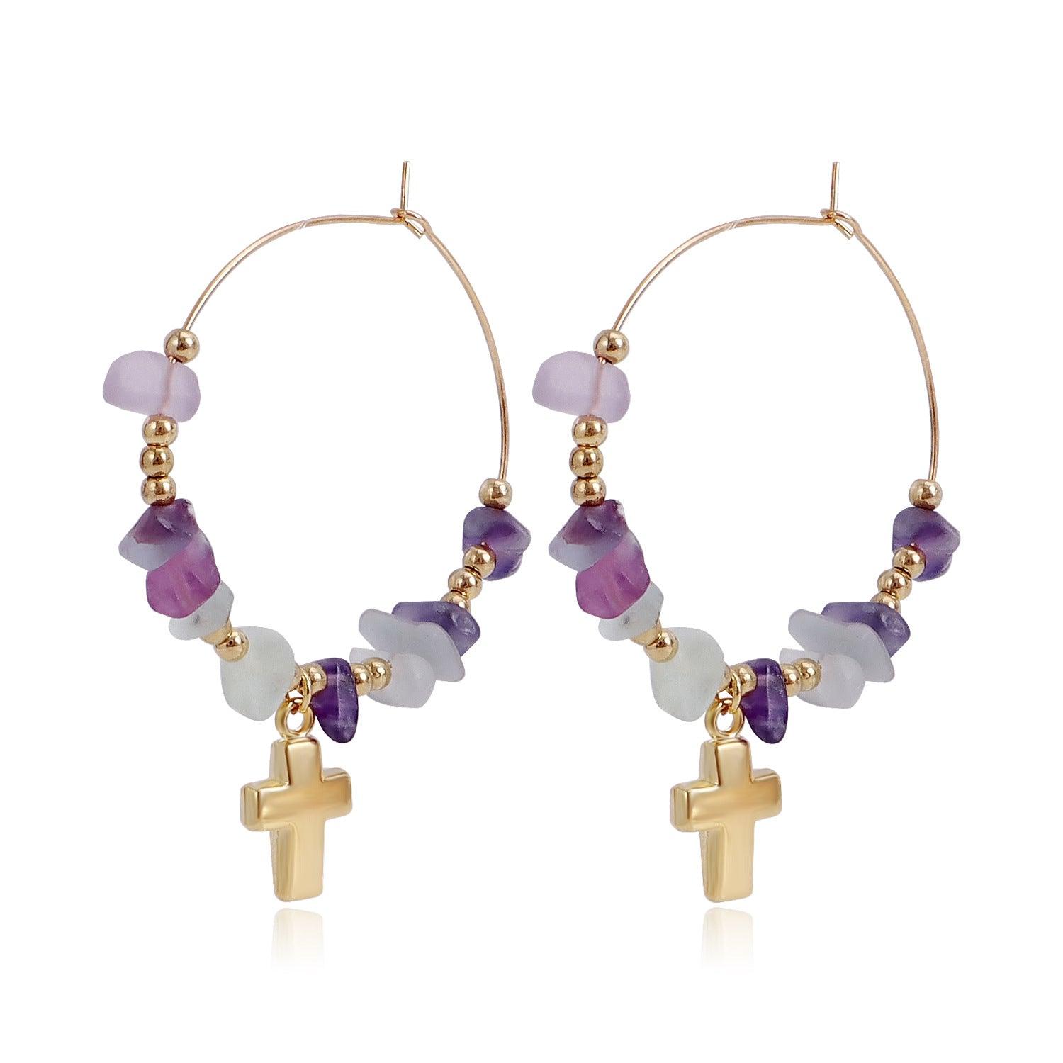 Natural Stones Hoop Earrings - zuzumia