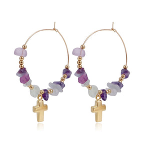 Natural Stones Hoop Earrings - zuzumia
