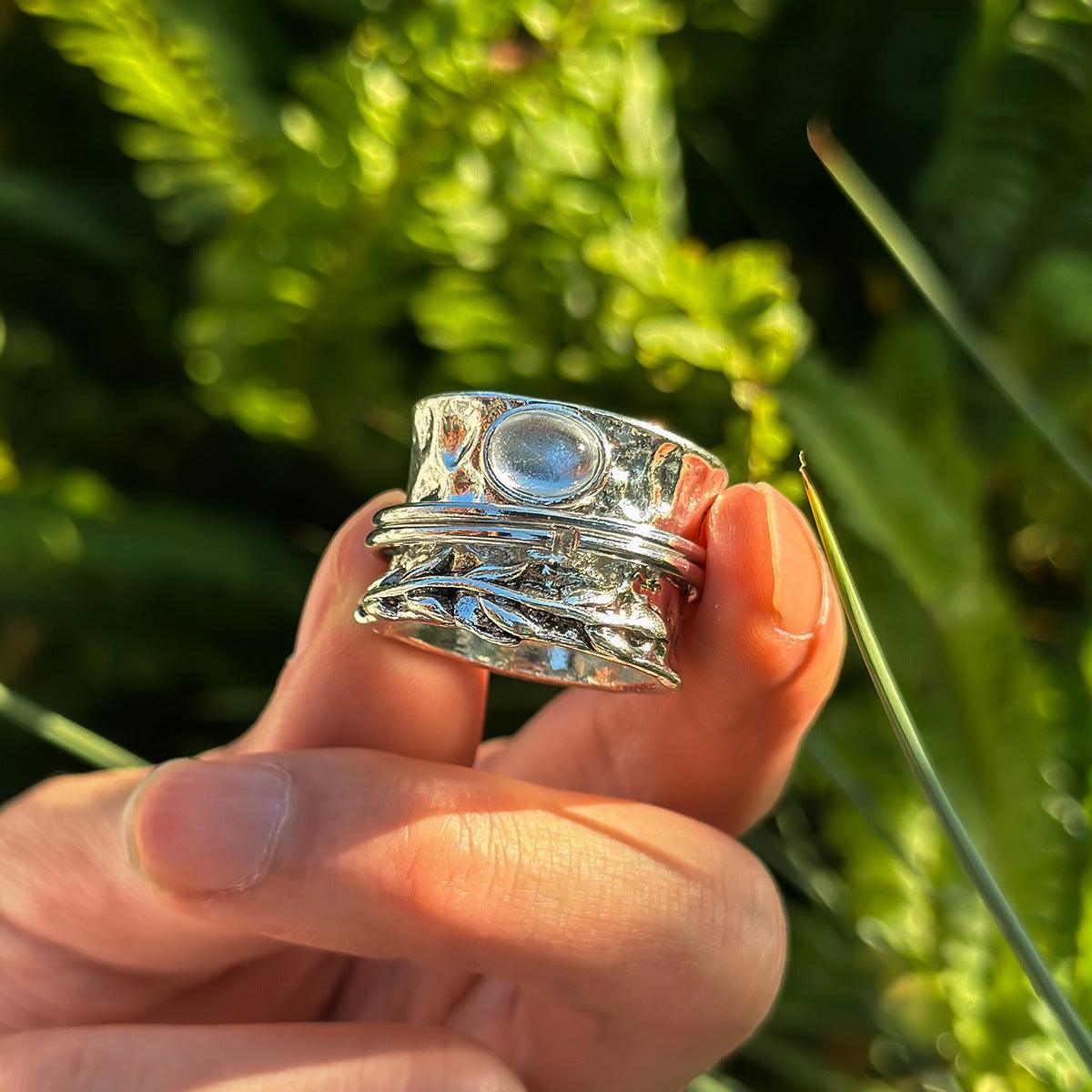 Moonstone Decor Cuff Ring