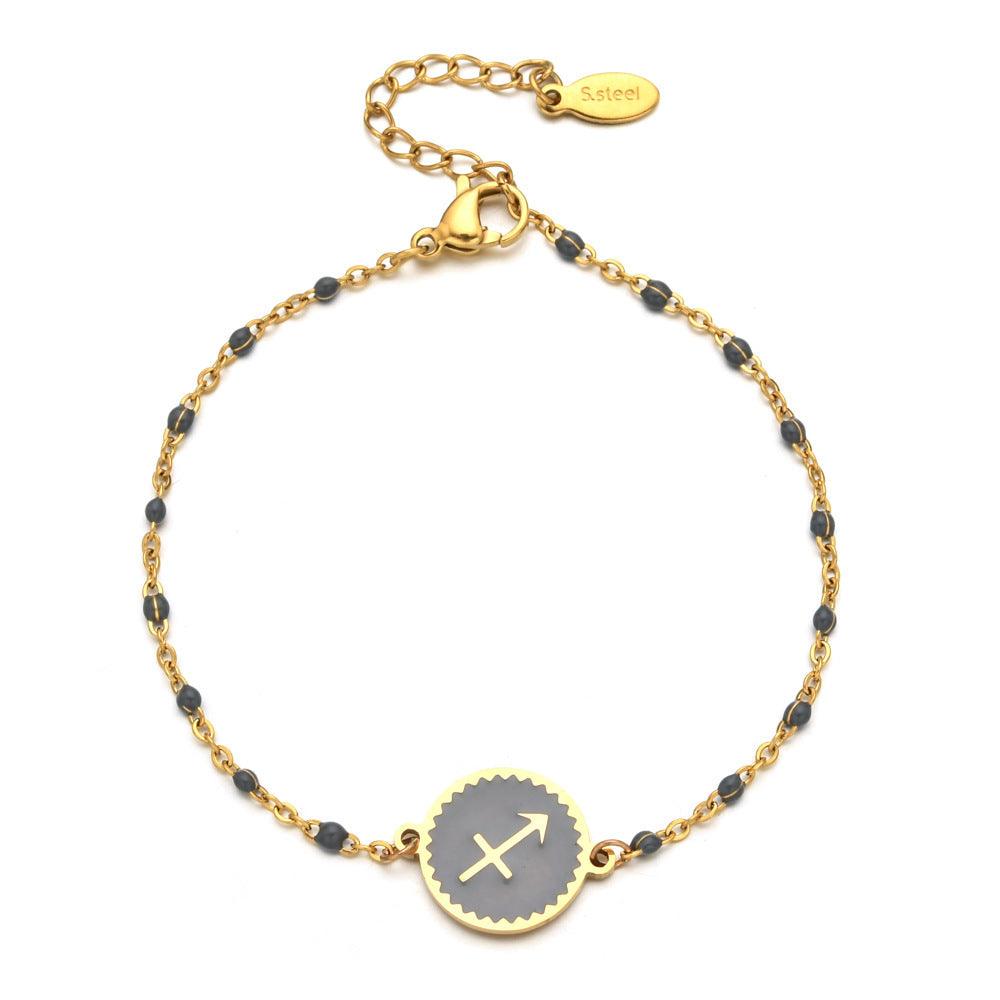 Enamel Zodiac Sign Bead Bracelet - zuzumia