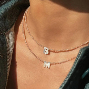 Handmade Inital Letter Beads Necklace - zuzumia