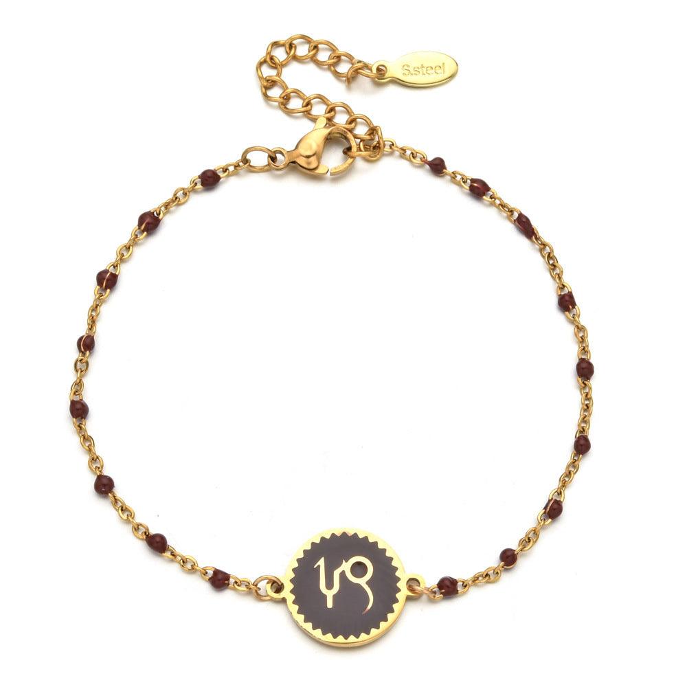 Enamel Zodiac Sign Bead Bracelet - zuzumia