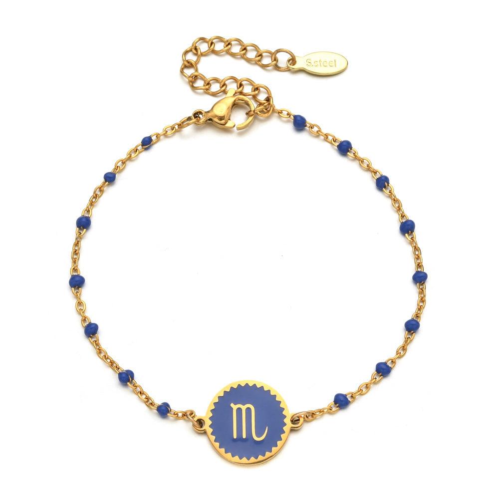 Enamel Zodiac Sign Bead Bracelet - zuzumia