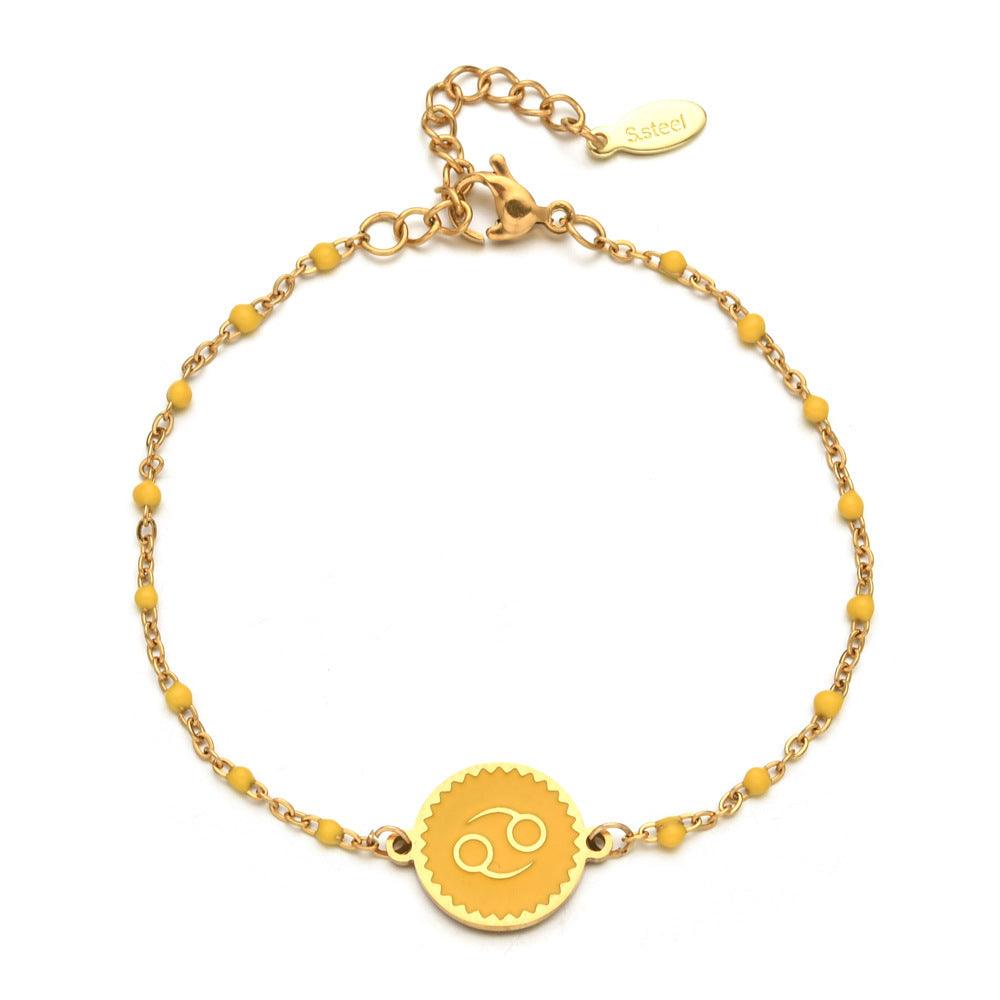 Enamel Zodiac Sign Bead Bracelet - zuzumia