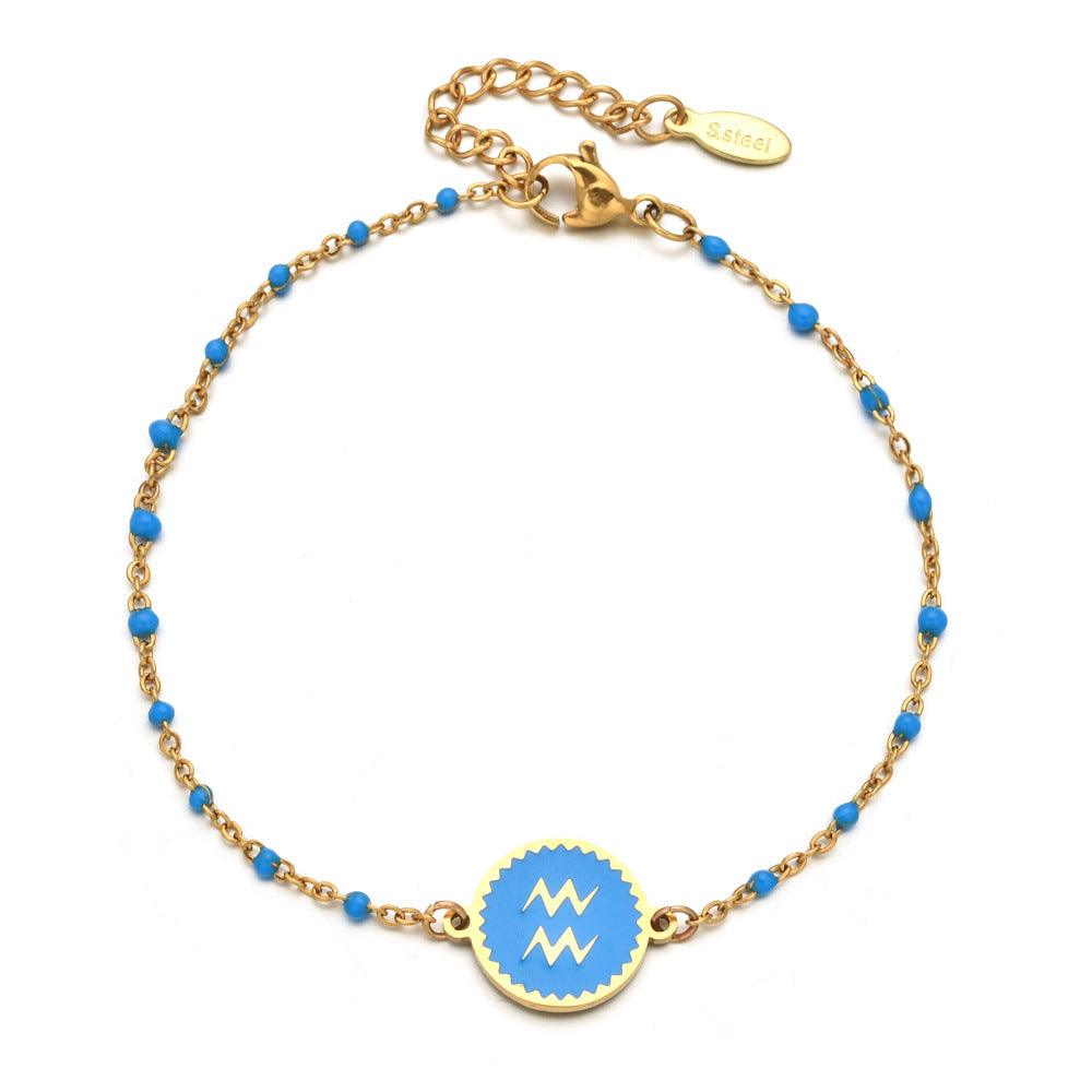 Enamel Zodiac Sign Bead Bracelet - zuzumia