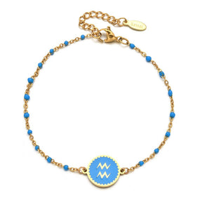 Enamel Zodiac Sign Bead Bracelet - zuzumia