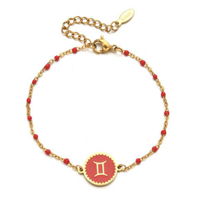 Enamel Zodiac Sign Bead Bracelet - zuzumia