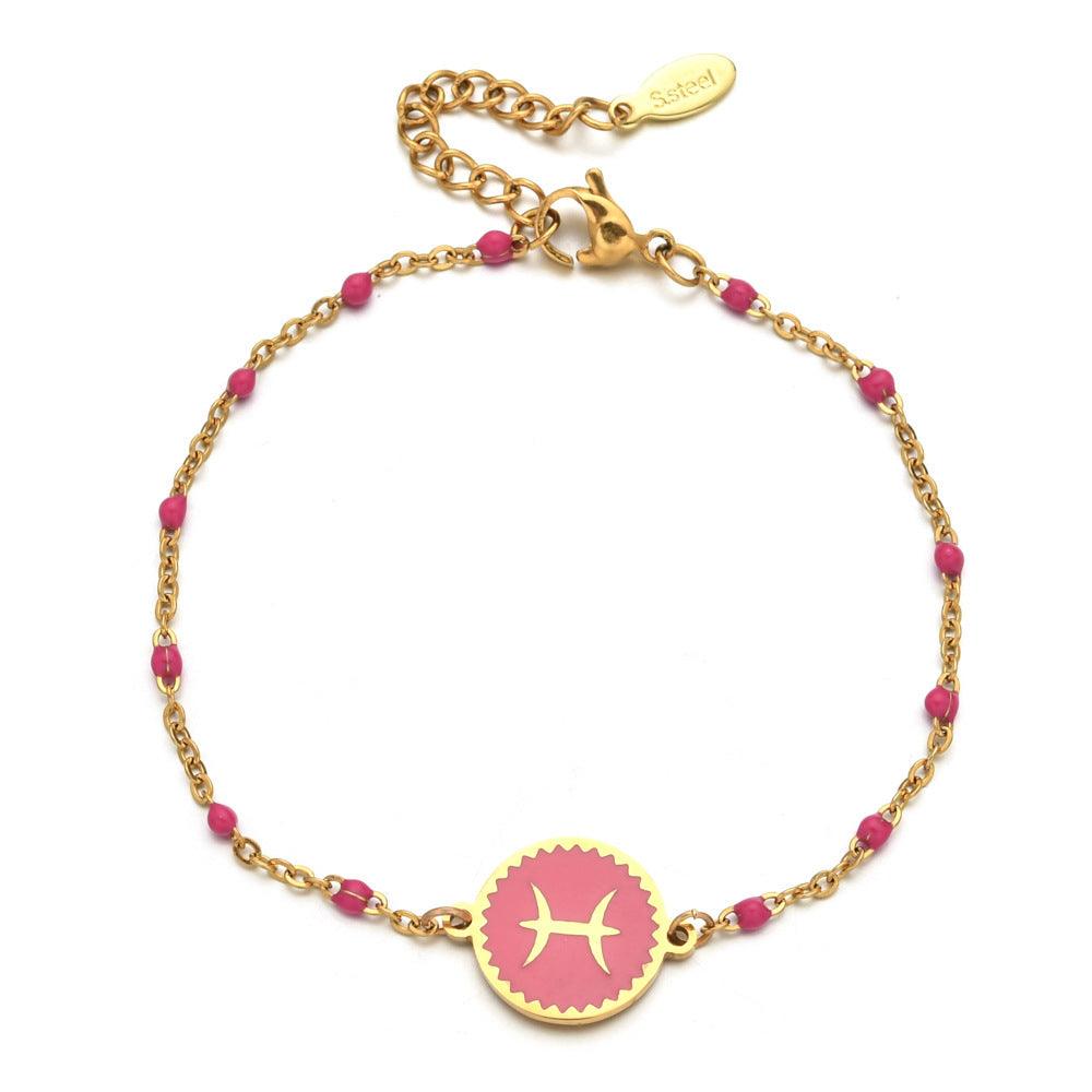 Enamel Zodiac Sign Bead Bracelet - zuzumia