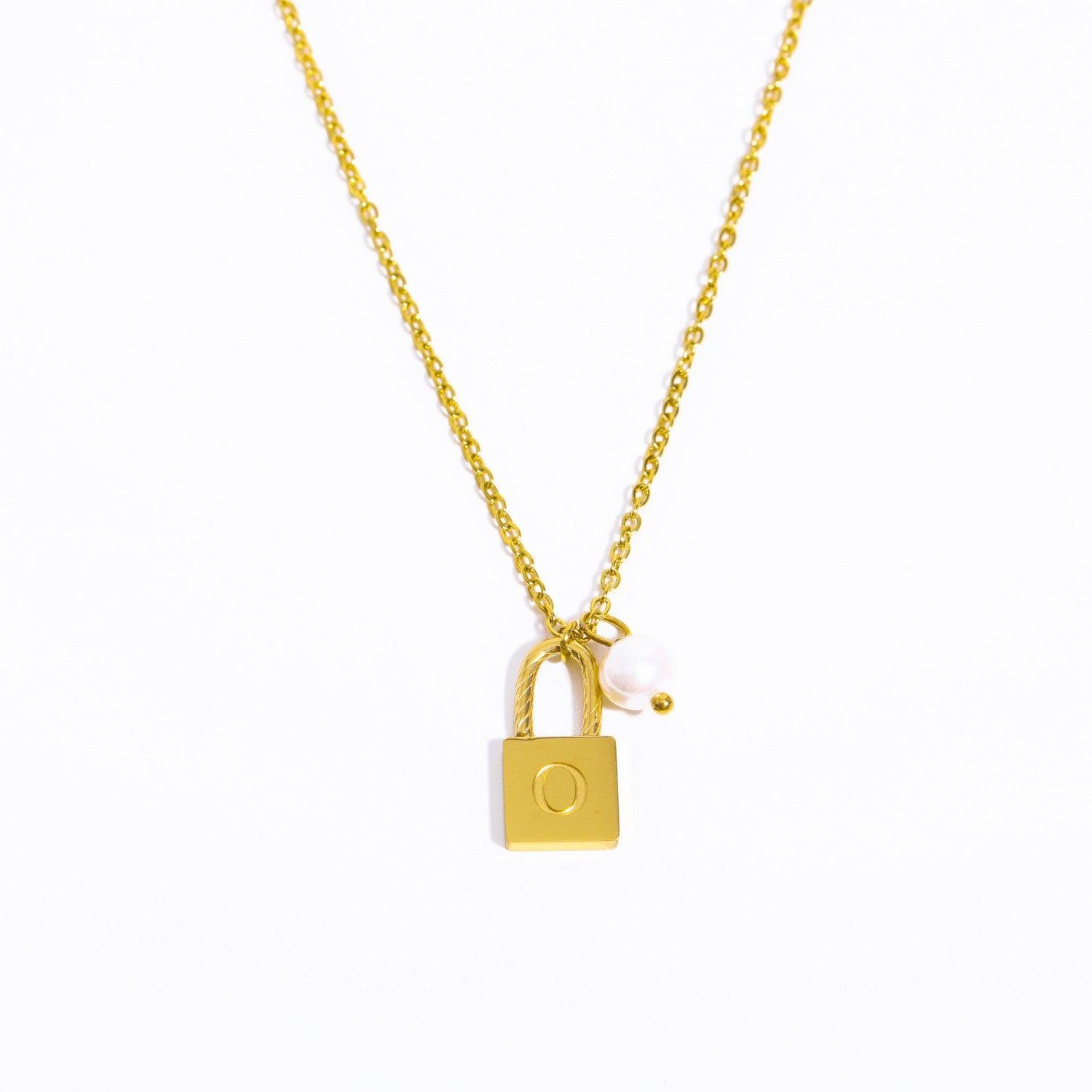 Initial Letter Lock Pearl Necklace - zuzumia