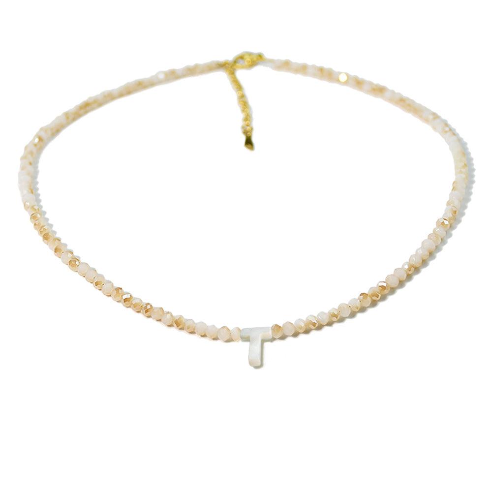 Handmade Inital Letter Beads Necklace - zuzumia