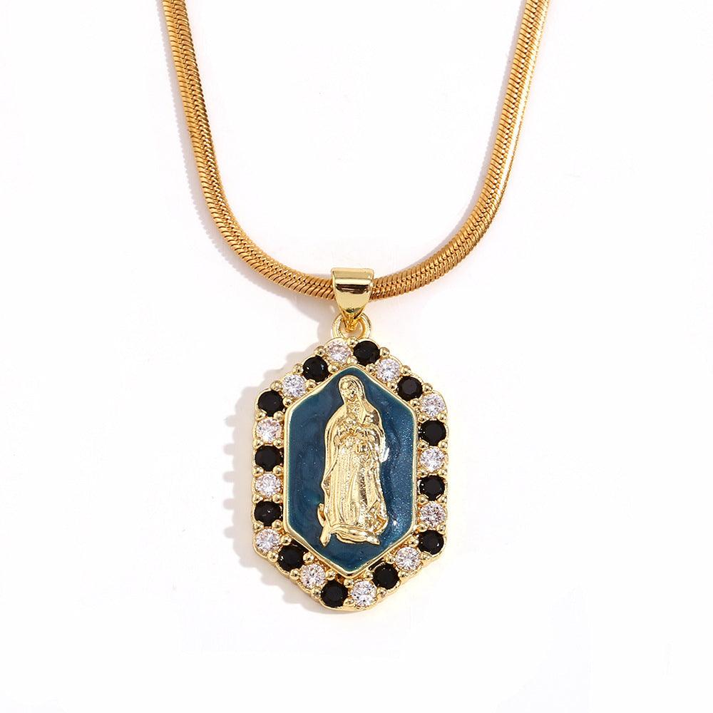 Multicolor Virgin Mary Zirconia Necklace - zuzumia