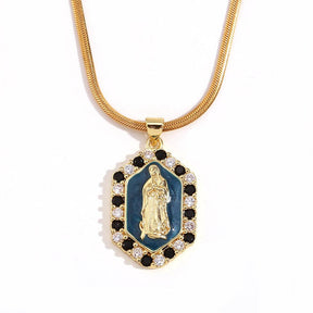 Multicolor Virgin Mary Zirconia Necklace - zuzumia
