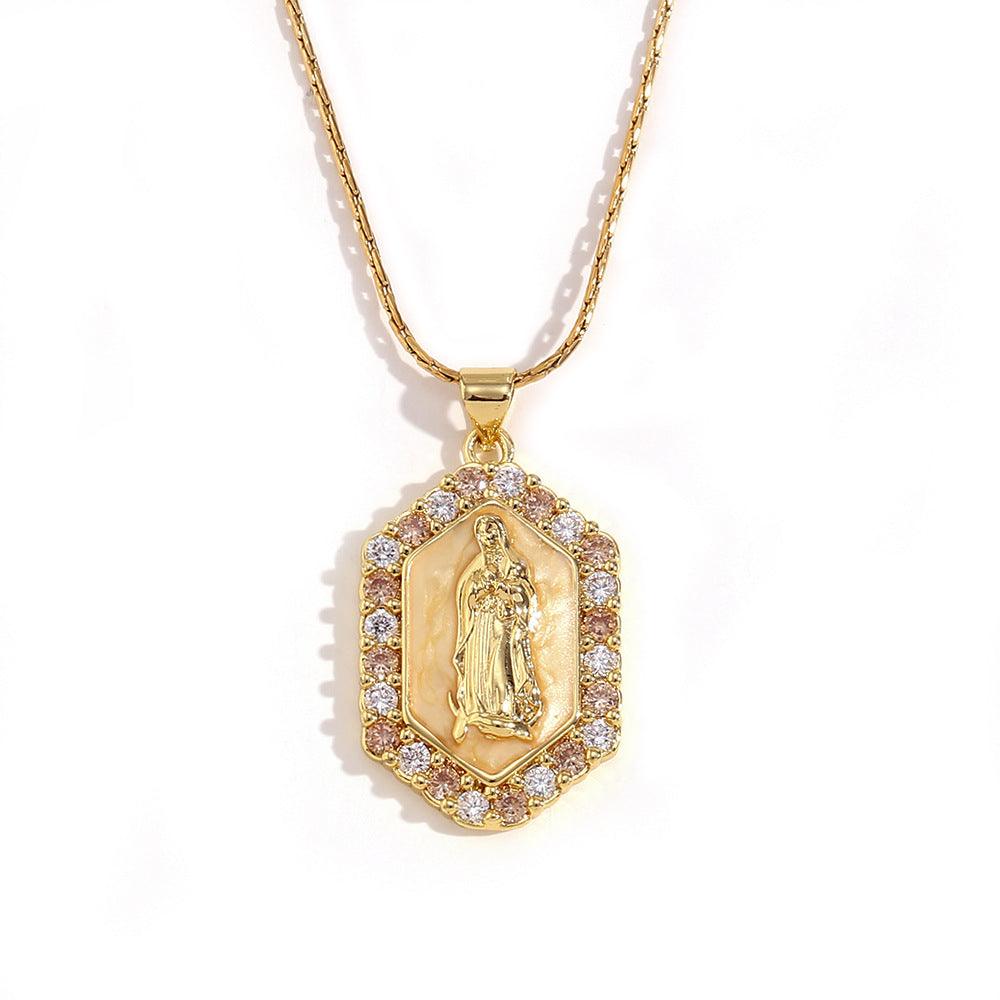Multicolor Virgin Mary Zirconia Necklace - zuzumia
