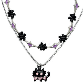 Y2K Double Layer Cat Necklace - zuzumia