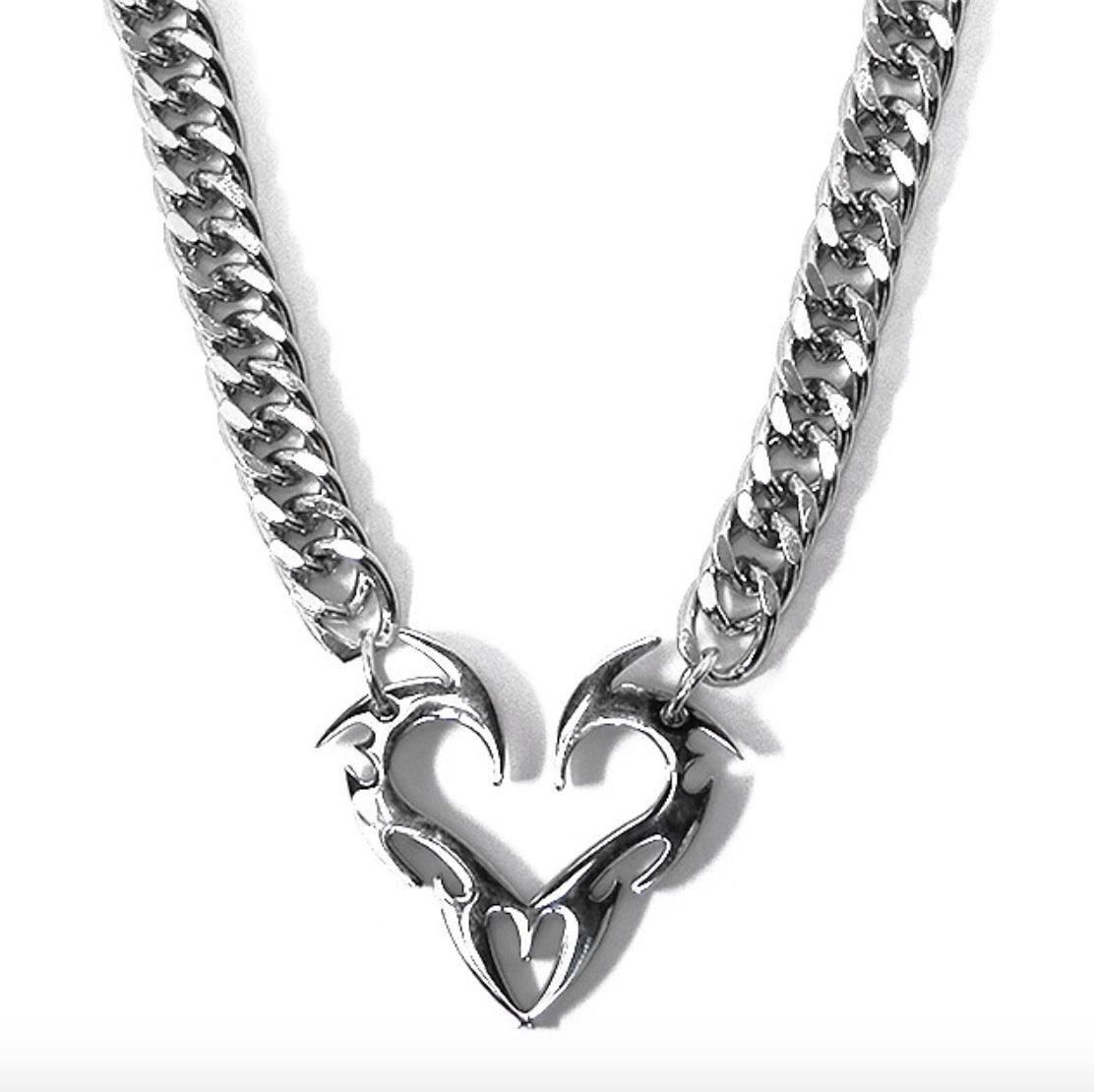 Flame Heart Pendant Necklace