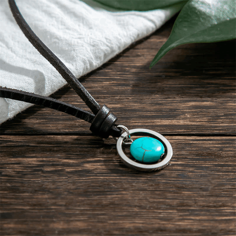 Leather Turquoise Stone Necklace