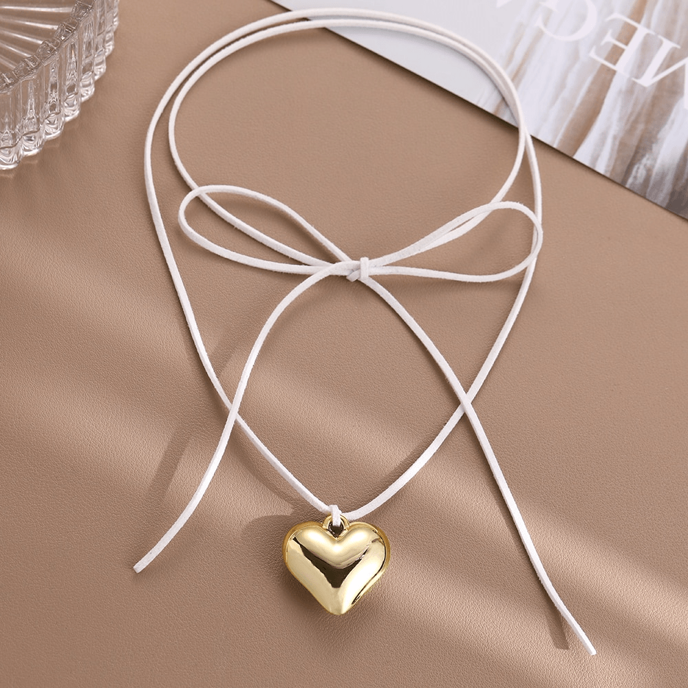 Puffed Heart String Necklace