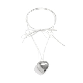 Puffed Heart String Necklace - zuzumia