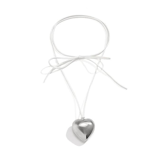 Puffed Heart String Necklace - zuzumia
