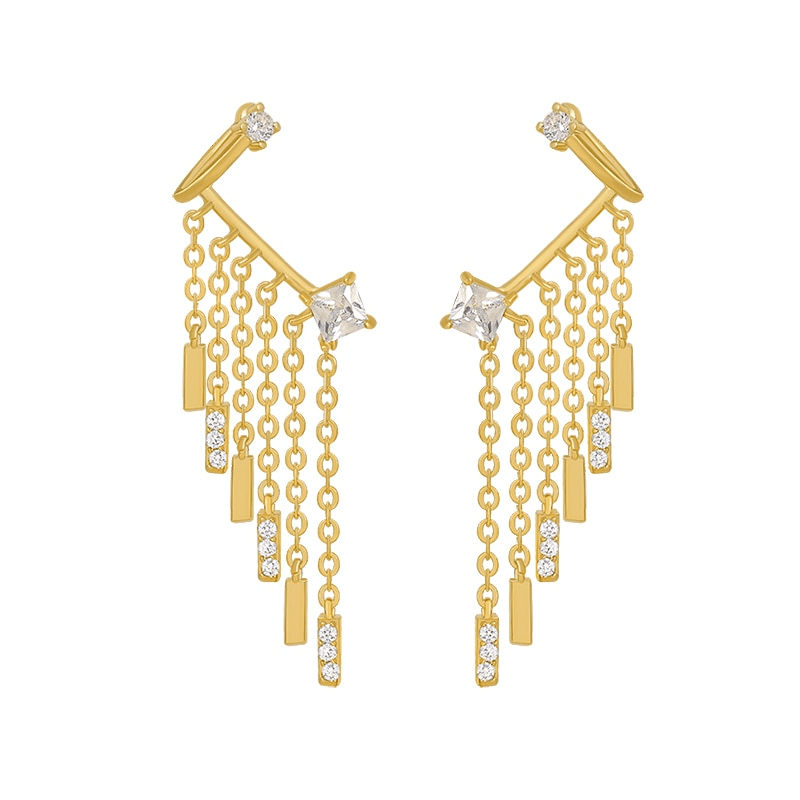Zircon Tassel Ear Clip and Stud - zuzumia