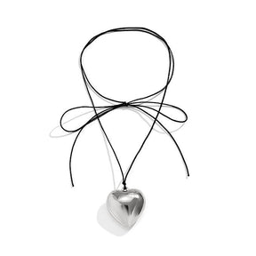Puffed Heart String Necklace - zuzumia